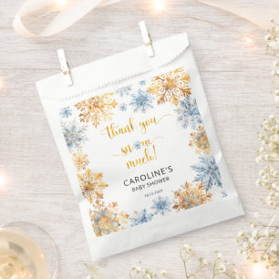 It's Cold Outside Golden Snowflakes Baby Thank You Favour Bags