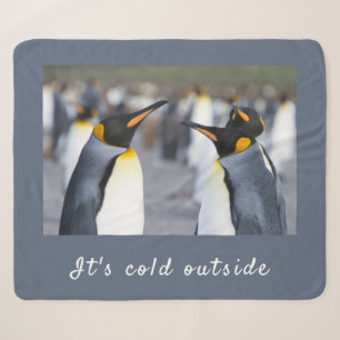 It's cold outside King Penguin photo with text Sherpa Blanket