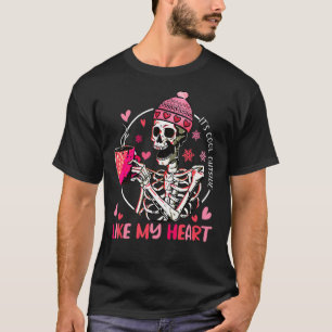 It's Cold Outside Like My Heart Skeletons Coffee V T-Shirt