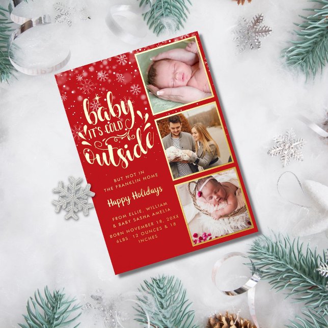 Its Cold Outside Photo Foil Birth Announcement (Creator Uploaded)