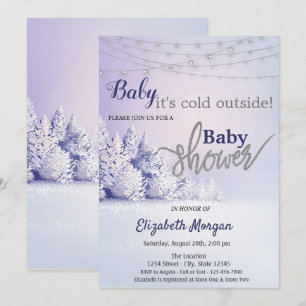 It's Cold Outside Pine Tree Forest Baby Shower Invitation