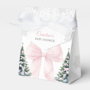It's Cold Outside Pink Bow Baby Shower Favor Box