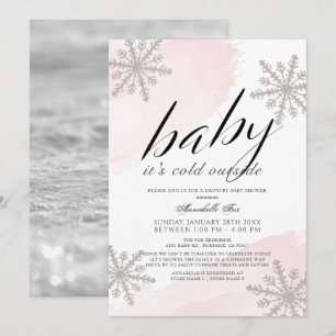 It's Cold Outside Pink Drive-by Baby Shower  Invitation