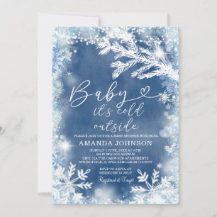 It's Cold Outside Snowflake Christmas Baby Shower Invitation