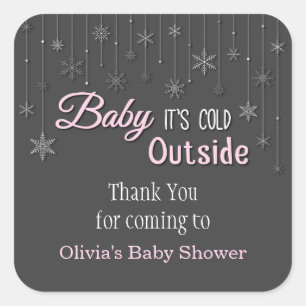 Its Cold Outside Snowflakes Baby Shower Sticker