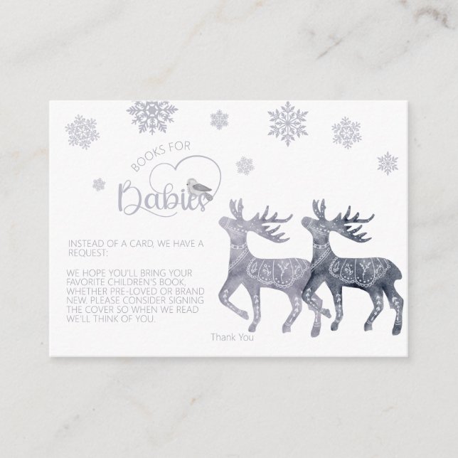It's Cold Outside Twins Baby Shower Book Request Enclosure Card (Front)