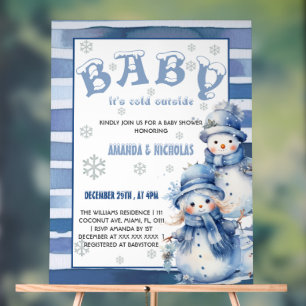  It's Cold Outside Winter Blue Baby Shower Acrylic Sign