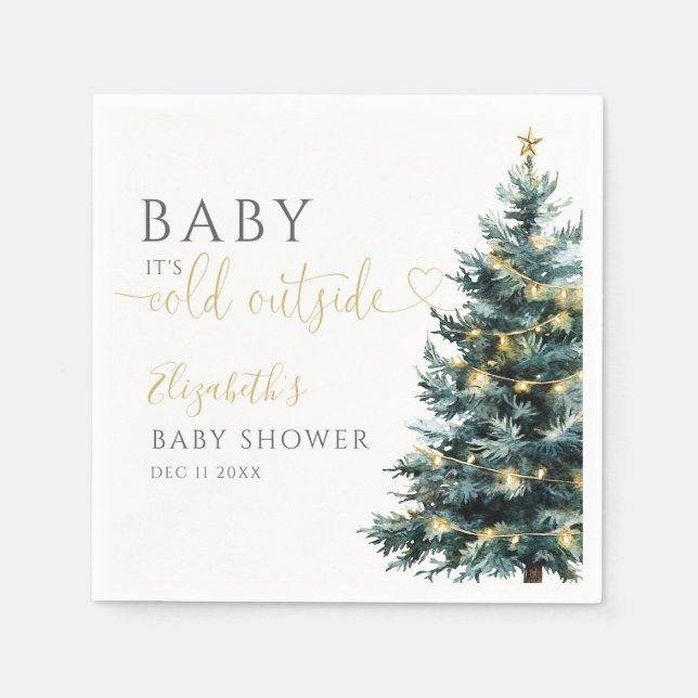 Its Cold Outside Winter Christmas Baby Shower Napkin (Front)