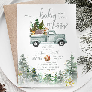 Its Cold Outside Winter Forest Animals Baby Shower Invitation