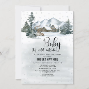 It's Cold Outside Winter Forest Baby Shower Invitation