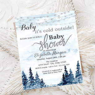 It's Cold Outside Winter Forest Baby Shower Invitation