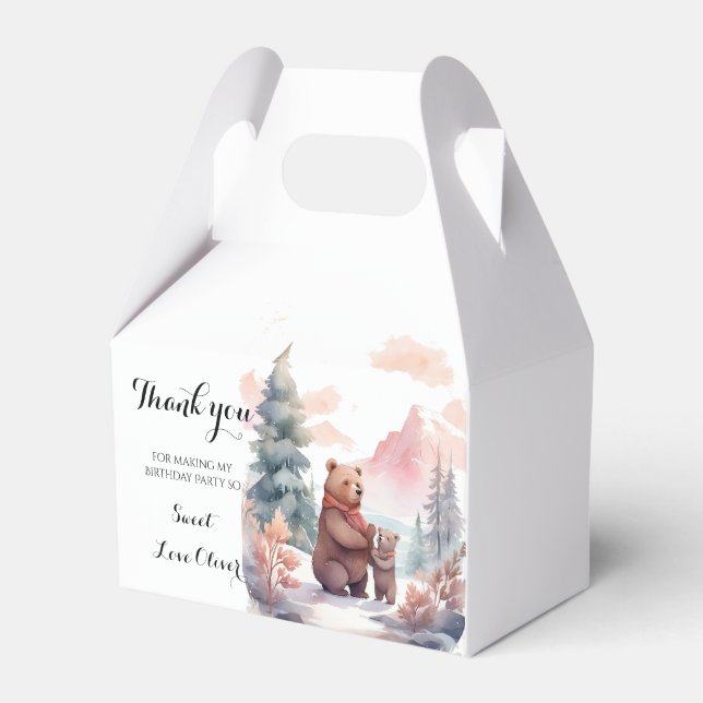 Its Cold Outside Winter Forest Bears Baby Shower Favour Box (Front Side)