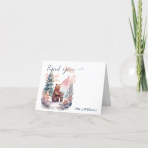 Its Cold Outside Winter Forest Bears Baby Shower Thank You Card