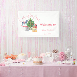 It's Cold Outside Winter Pink Girl Baby Shower Banner