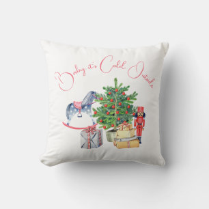 It's Cold Outside Winter Pink Girl Baby Shower Cushion