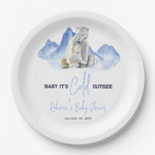 It's Cold Outside Winter Polar Bear Baby Shower Paper Plate