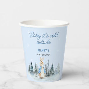 It's cold outside Winter Rabbit Baby Shower Paper Cups