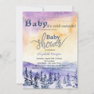 It's Cold Outside Winter Wonderland Violet Invitation