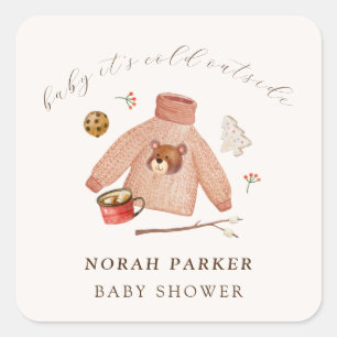 It's Cold Winter Camping Clothes Baby Shower  Square Sticker