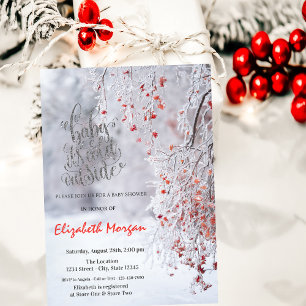It's Cold Winter Wonderland Red Baby Shower Invitation