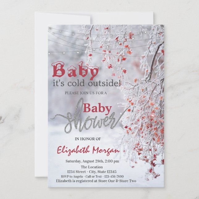 It's Cold Winter Wonderland Snow Baby Shower Invitation (Front)