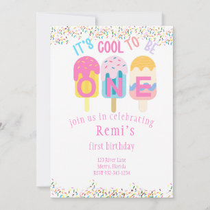 It's Cool to Be One, Popsicie theme birthday party Invitation