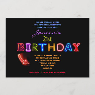 IT'S ELECTRIC! 21st Birthday Invitation Invite