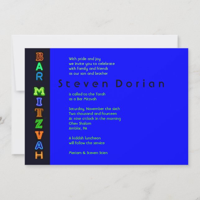 IT'S ELECTRIC Bar Bat Mitzvah Invitation (Front)