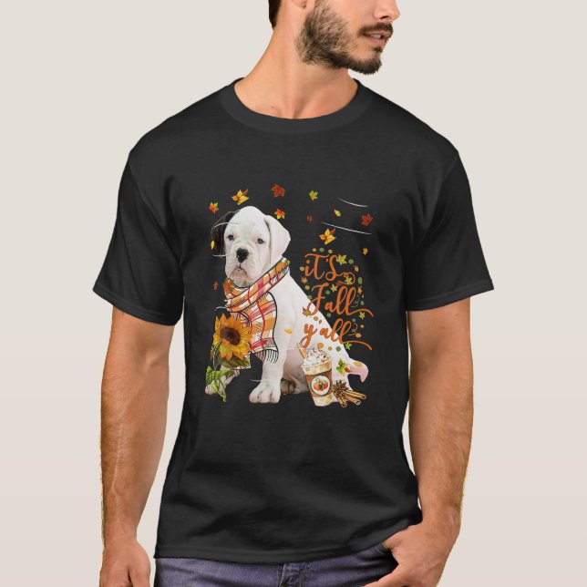 It's Fall Y All Boxer Dog Thanksgiving Halloween T-Shirt (Front)