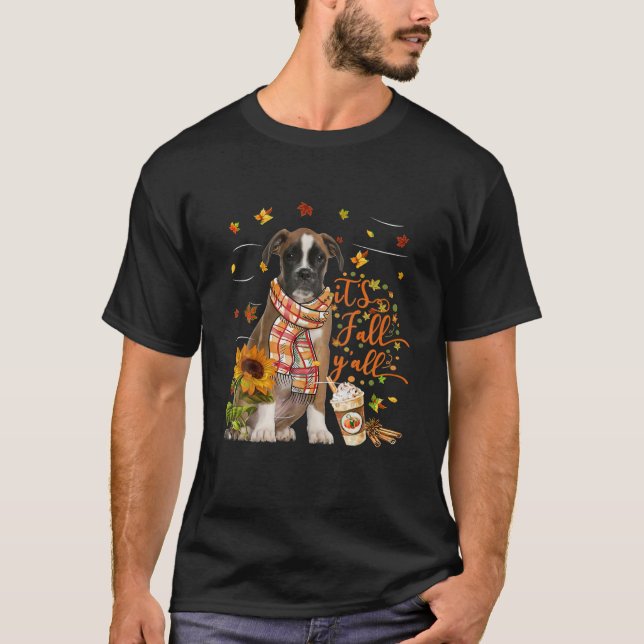 It's Fall Y All BROWN Boxer Dog Thanksgiving T-Shirt (Front)