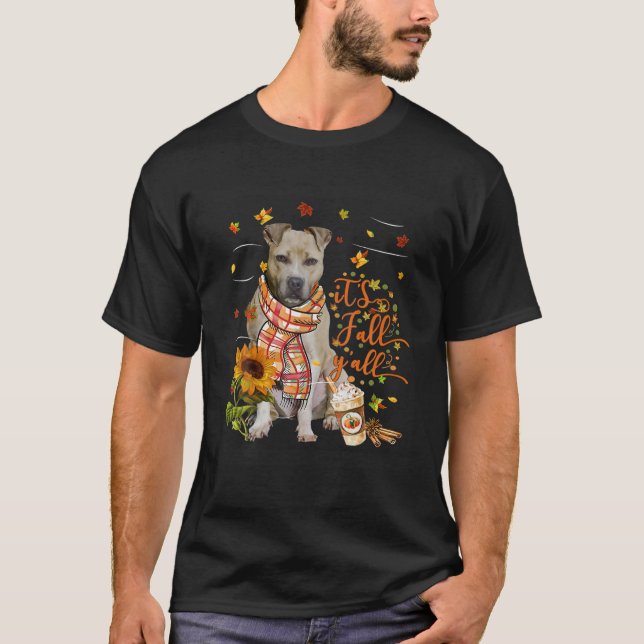 It's Fall Y All Pitbull Dog Thanksgiving Halloween T-Shirt (Front)