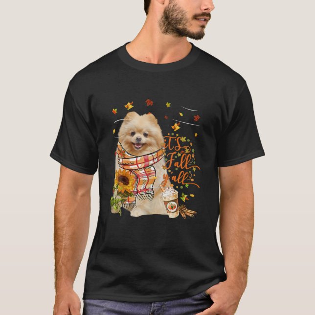 It's Fall Y All Pomeranian Dog Thanksgiving T-Shirt (Front)