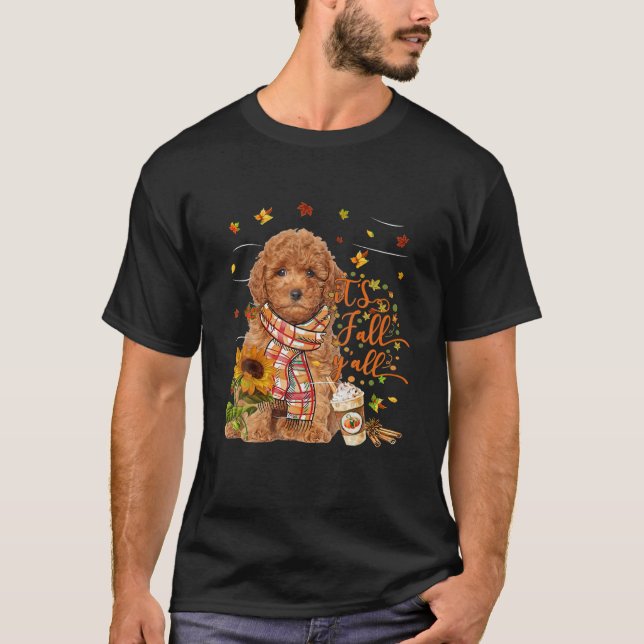 It's Fall Y All RED Miniature Poodle Dog T-Shirt (Front)