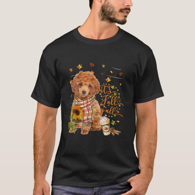 It's Fall Y All RED Toy Poodle Dog Thanksgiving T-Shirt (Front)
