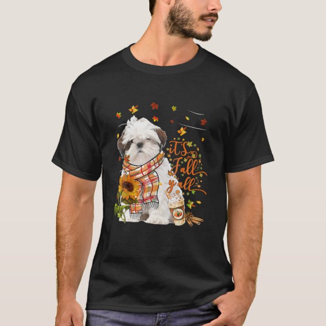It's Fall Y All Shih Tzu Dog Thanksgiving T-Shirt (Front)
