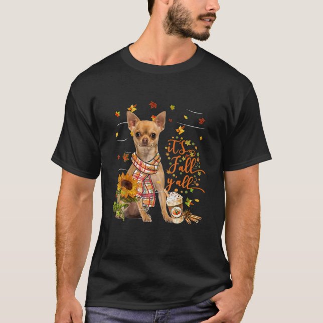 It's Fall Y All TAN Chihuahua Dog Thanksgiving T-Shirt (Front)
