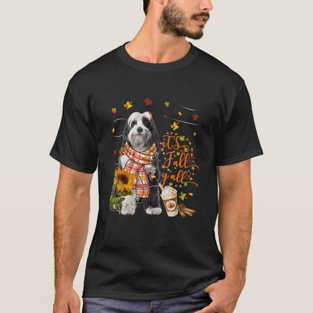 It's Fall Y All Tibetan Terrier Dog Thanksgiving T-Shirt (Front)