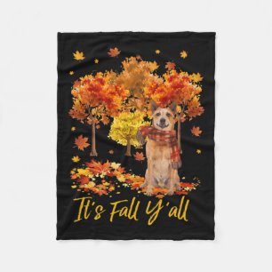 It's Fall Yall Australian Cattle Dog Tree Pumpkin Fleece Blanket
