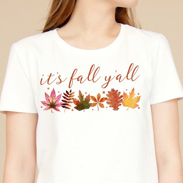 It's Fall Y'all Autumn Leaves  T-Shirt (It's Fall Y'all Autumn Leaves Botanical T-Shirt)