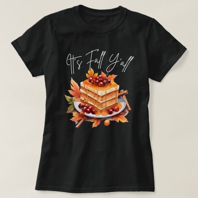 It's Fall Y'all | Autumn Season | Pumpkin Black T-Shirt (Design Front)