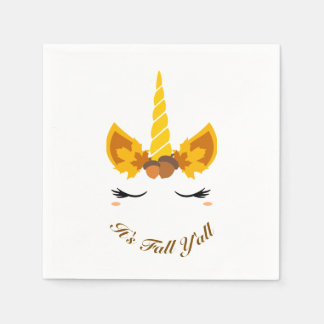It's Fall Y'all Autumn Unicorn Paper Party Napkins
