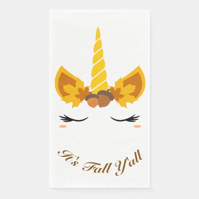 It's Fall Y'all Autumn Unicorn Party Napkin (Front)