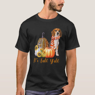 It's Fall Y'all Beagle Dog Leopard Pumpkin Fall T-Shirt