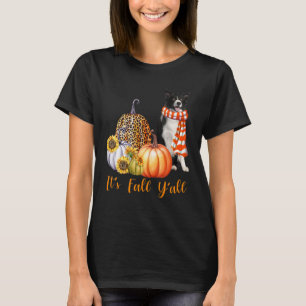 It's Fall Y'all Border Collie Dog Leopard Pumpkin  T-Shirt