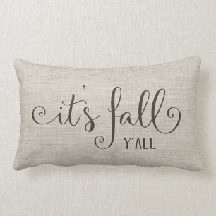 it's fall y'all burlap typography lumbar cushion