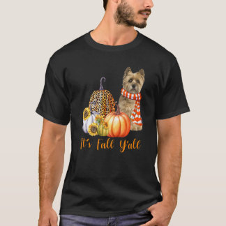 It's Fall Y'all Cairn Terrier Dog Leopard Pumpkin T-Shirt