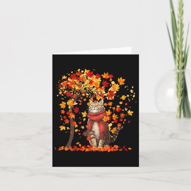 It's Fall Y'all Cat Leaf Fall Tree Hello Autumn Th Card (Front)