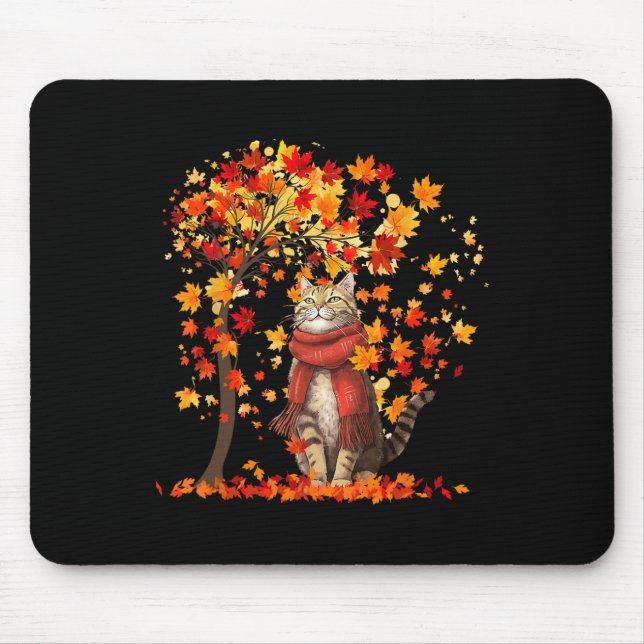 It's Fall Y'all Cat Leaf Fall Tree Hello Autumn Th Mouse Mat (Front)
