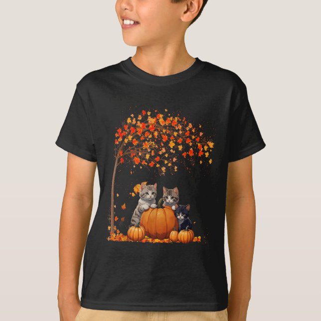 It's Fall Y'all Cat Leaf Fall Tree Hello Autumn Th T-Shirt (Front)