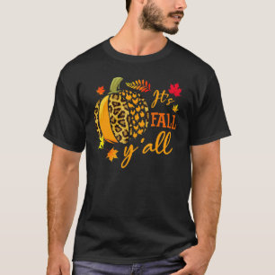 Its Fall Yall Chicken Lover Pumpkin Leopard Print  T-Shirt